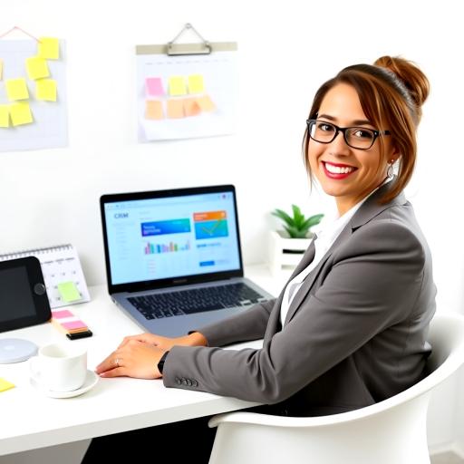 Woman on laptop looking over shoulder